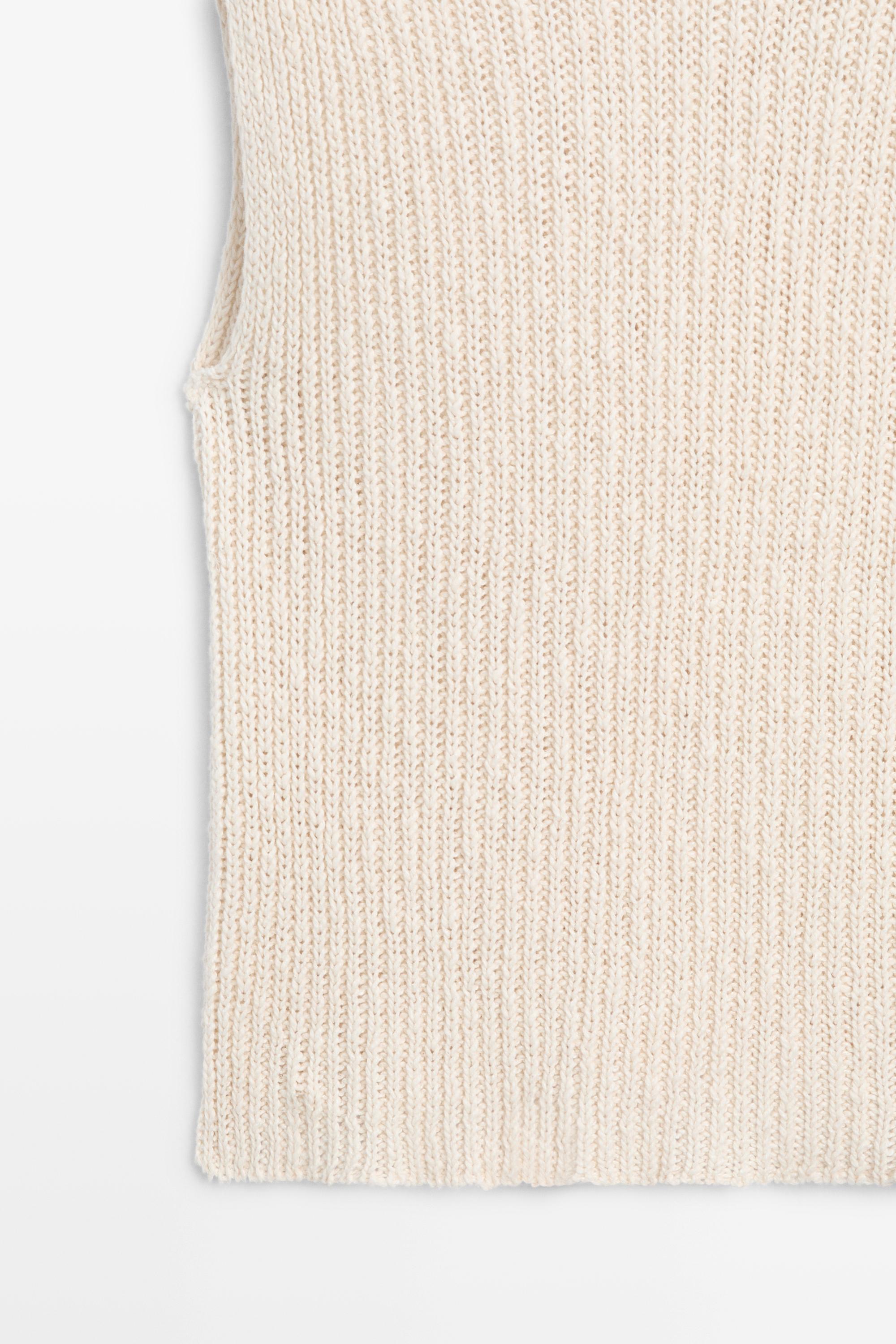 Linen blend openwork mock turtleneck top - LIMITED EDITION